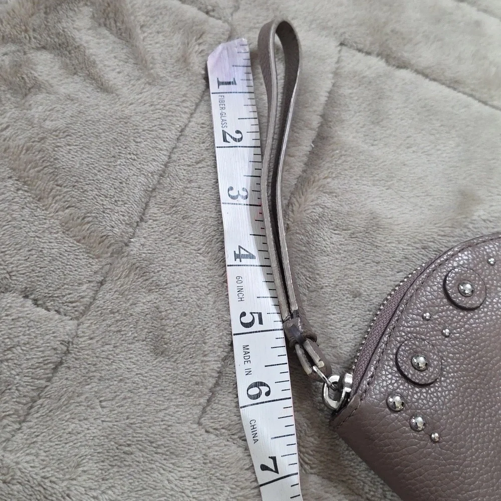 Kate Spade Shara Cosmetic Wallet Wristlet Larchment Ave.  Walnut Leather Studded
